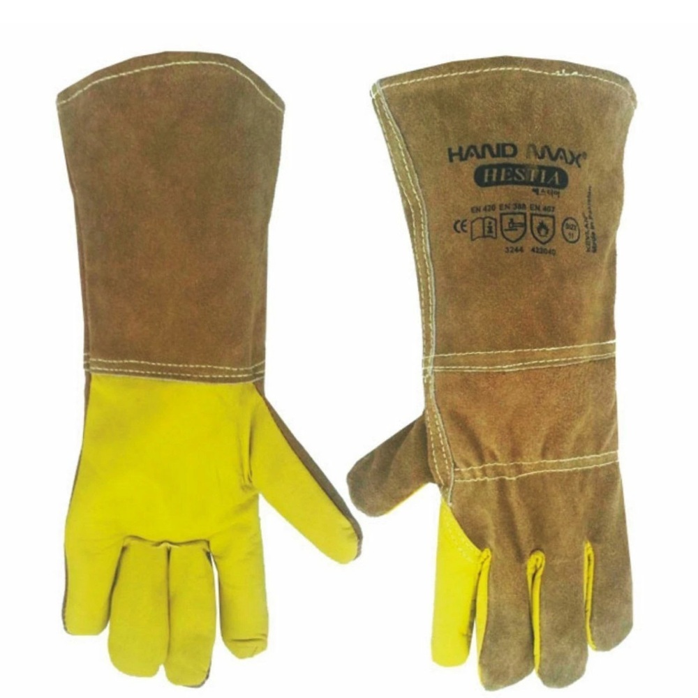 Brown and Yellow Work Gloves